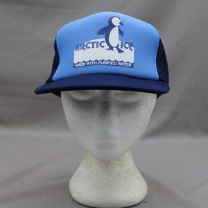 Vintage Screened Trucker Hat - Arictic Ice Penguin Graphic - Adult Snapback